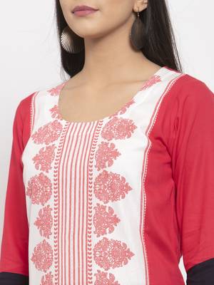 Peach printed rayon kurtas-and-kurtis 5