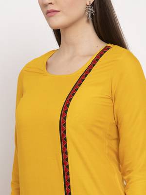 Mustard embroidered rayon kurtas-and-kurtis 4