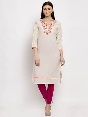 Off-white embroidered cotton kurtas-and-kurtis 1