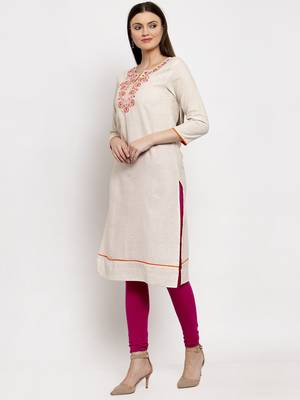 Off-white embroidered cotton kurtas-and-kurtis 2