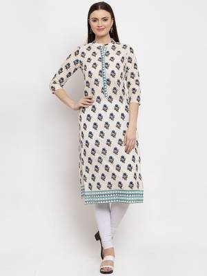 Cream printed cotton kurtas-and-kurtis 1