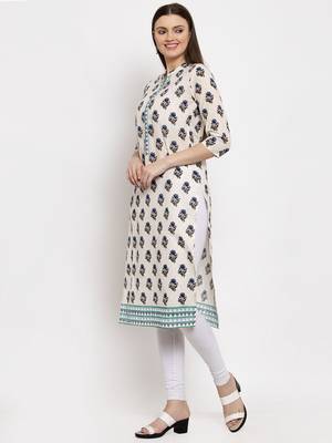 Cream printed cotton kurtas-and-kurtis 2