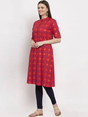 Red printed rayon kurtas-and-kurtis 2