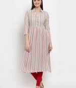 Peach printed cotton kurtas-and-kurtis