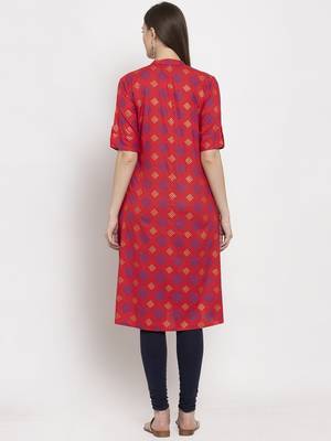 Red printed rayon kurtas-and-kurtis 3