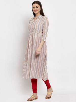 Peach printed cotton kurtas-and-kurtis 2