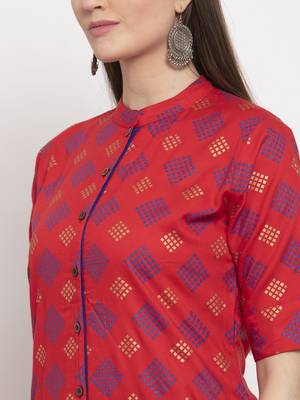 Red printed rayon kurtas-and-kurtis 4
