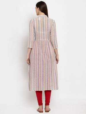 Peach printed cotton kurtas-and-kurtis 3