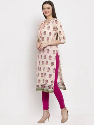 Cream printed cotton kurtas-and-kurtis 1