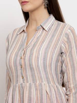 Peach printed cotton kurtas-and-kurtis 4