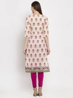 Cream printed cotton kurtas-and-kurtis 2