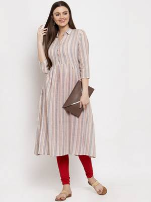 Peach printed cotton kurtas-and-kurtis 5