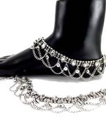 silver plated kundan bridal anklet