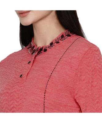 women winter acrylic peach self design embroidered kurta 2