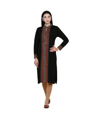 women winter acrylic black self design kurta 1