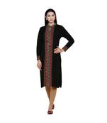 women winter acrylic black self design kurta