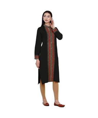 women winter acrylic black self design kurta 3