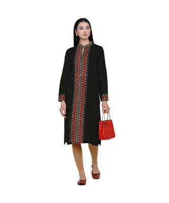 women winter acrylic black self design kurta 6