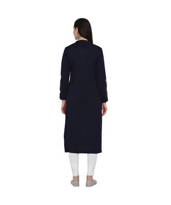 women winter acrylic navy embroidered kurta with bead work 4