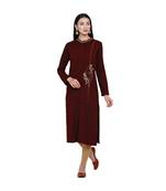 women winter acrylic maroon embroidered kurta