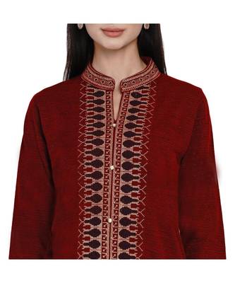 women winter acrylic maroon self design kurta 6