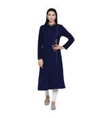 women winter acrylic navy self design embroidered kurta