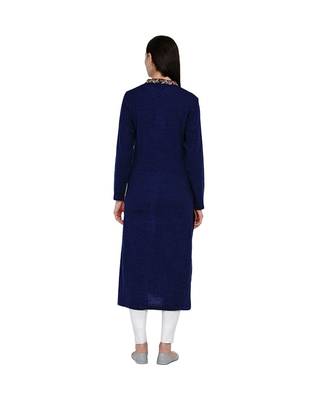 women winter acrylic navy self design embroidered kurta 4
