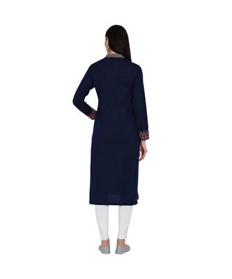 women winter acrylic navy self design kurta 3