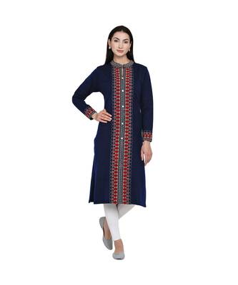 women winter acrylic navy self design kurta 5
