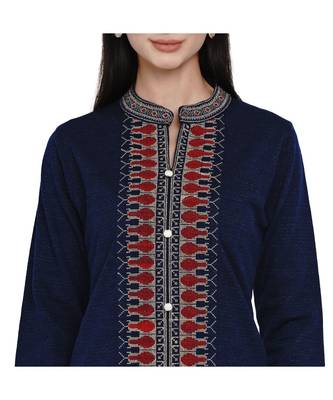 women winter acrylic navy self design kurta 6