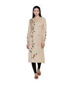 women winter acrylic beige embroidered kurta with bead work