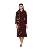 women winter acrylic maroon embroidered kurta with bead work