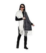 women wool blend double sided black and white winter scarf