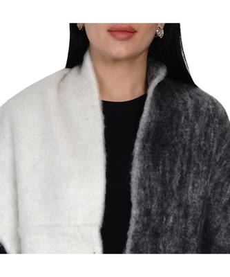 women wool blend double sided black and white winter scarf 2