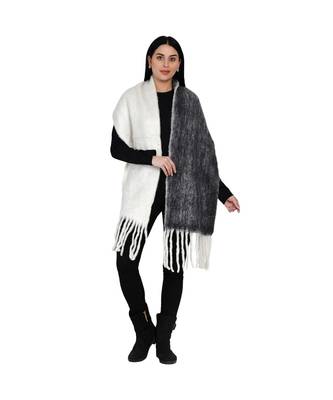 women wool blend double sided black and white winter scarf 3