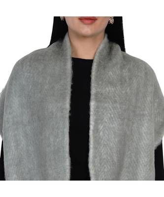 women wool blend herringbone design grey scarf 1