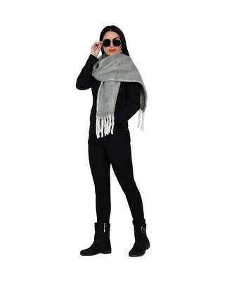 women wool blend herringbone design grey scarf 2