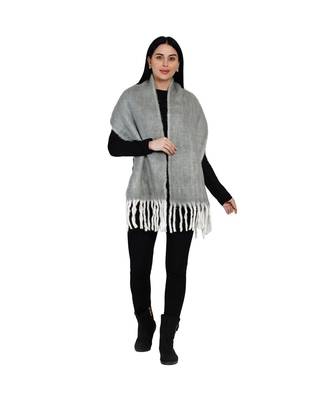 women wool blend herringbone design grey scarf 4