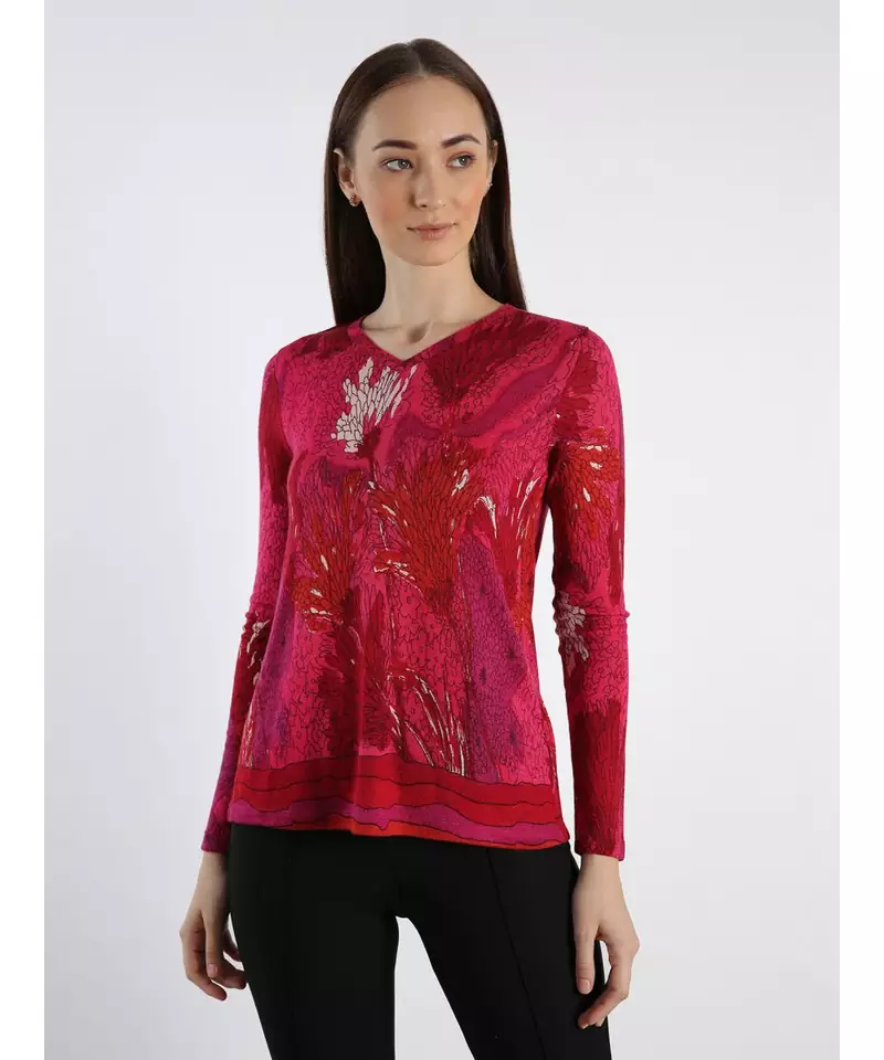 Pink printed Cashmere Sweater