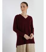 V neckline Cashmere Tunic Fit Sweater