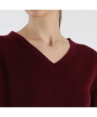 V neckline Cashmere Tunic Fit Sweater 4