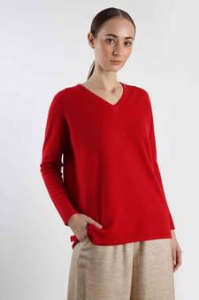 V neckline Cashmere Tunic Fit Sweater