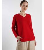 V neckline Cashmere Tunic Fit Sweater
