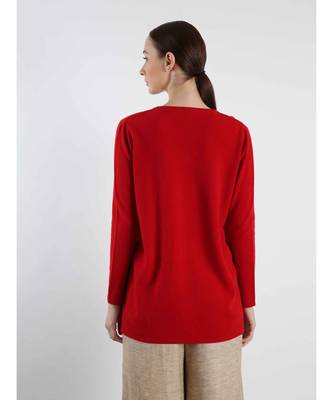 V neckline Cashmere Tunic Fit Sweater 2