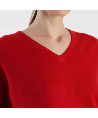 V neckline Cashmere Tunic Fit Sweater 3