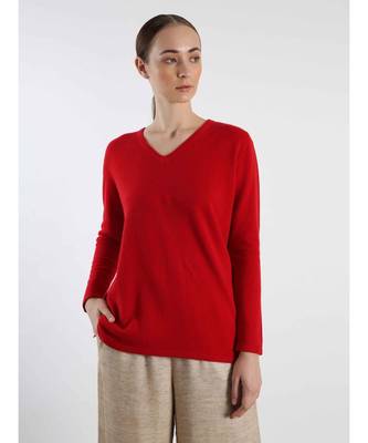 V neckline Cashmere Tunic Fit Sweater 4