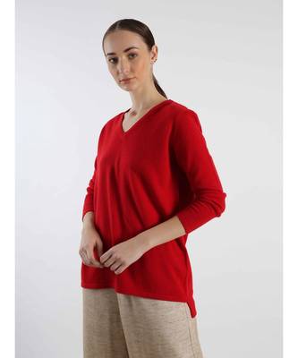 V neckline Cashmere Tunic Fit Sweater 5