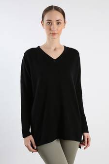 V neckline Cashmere Tunic Fit Sweater
