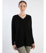 V neckline Cashmere Tunic Fit Sweater