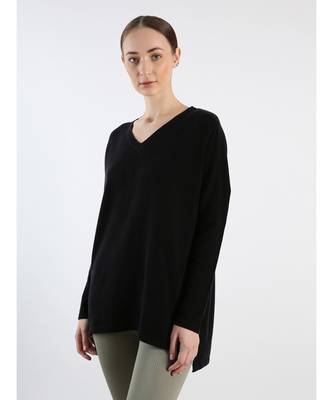 V neckline Cashmere Tunic Fit Sweater 5